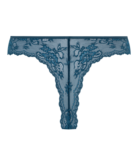 Invisible Tanga Lace Back, Azul