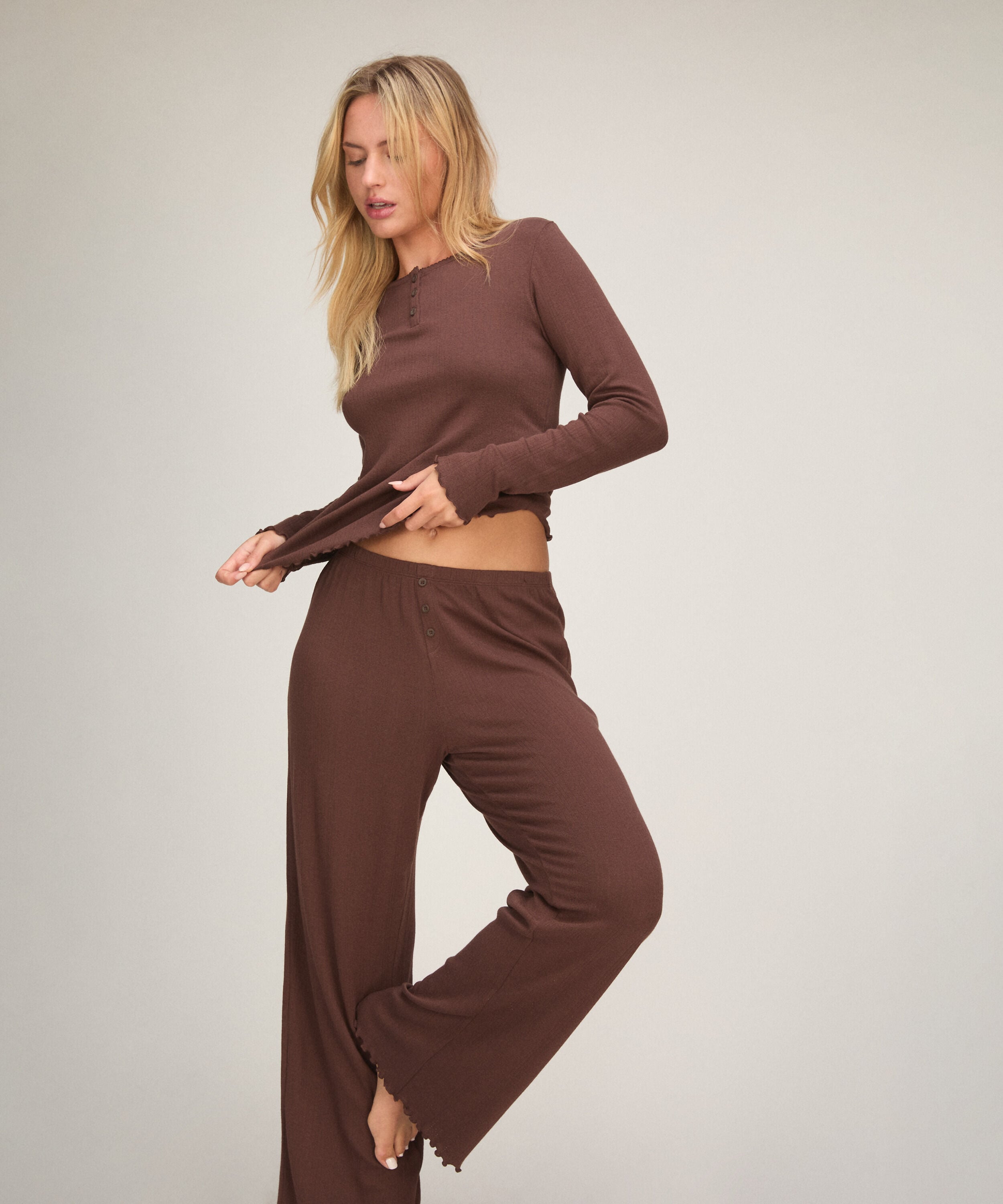 Pantalones de pijama Loose Pointelle
