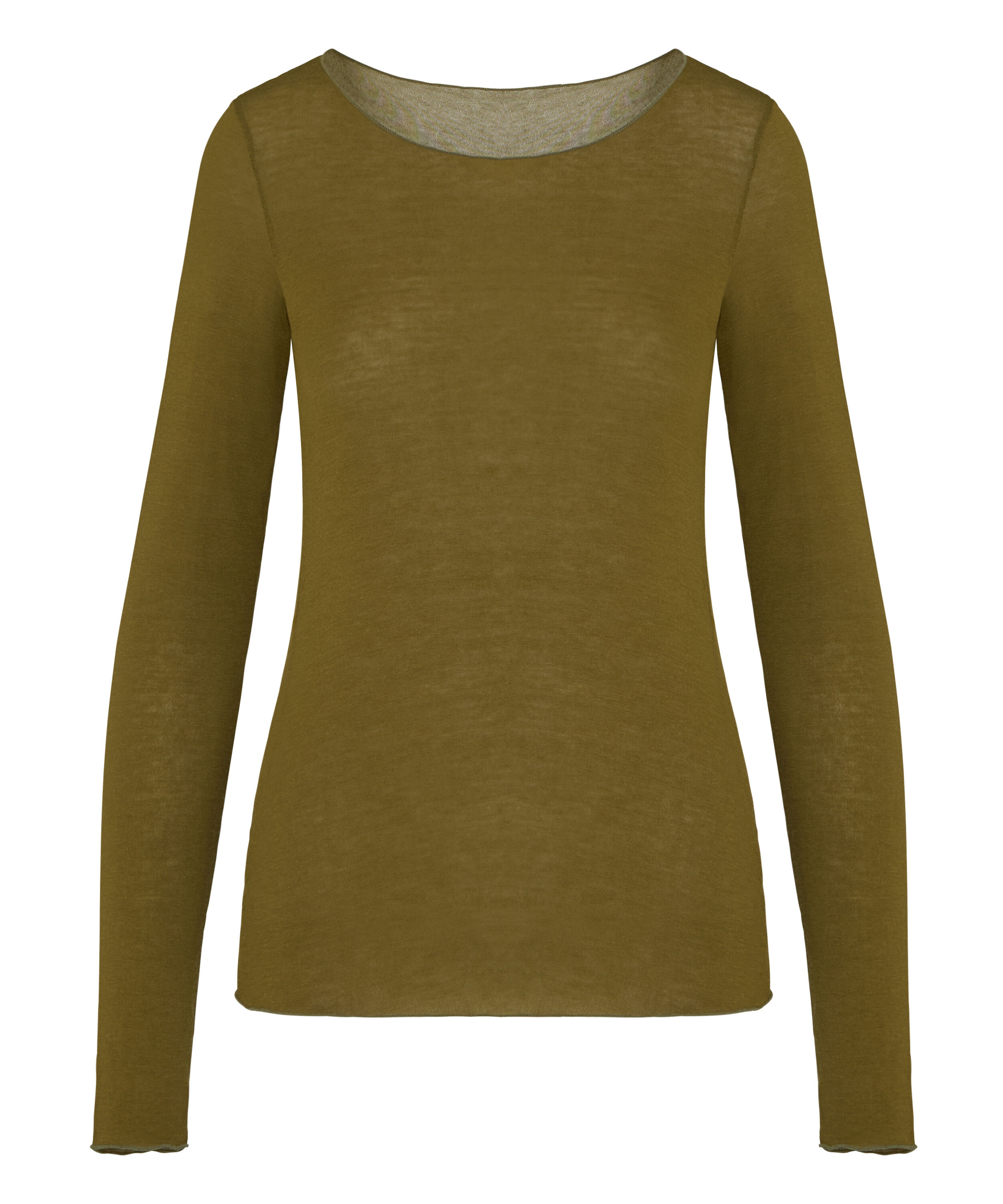 Camiseta super suave de cachemir con escote barco, Verde