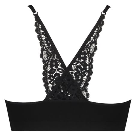 Bralette con encaje trasero y sin costuras Marina, Negro