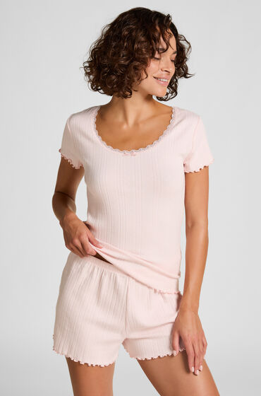 hunkemoller pantalon corto en pointelle rosa