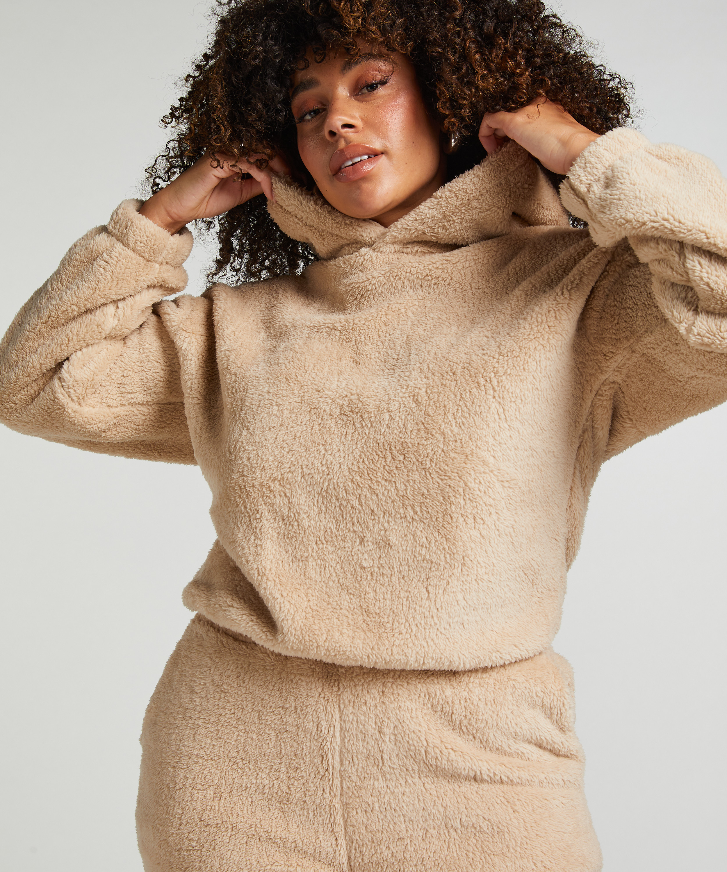 Sudadera con capucha Fleece Snuggle, Beige, main