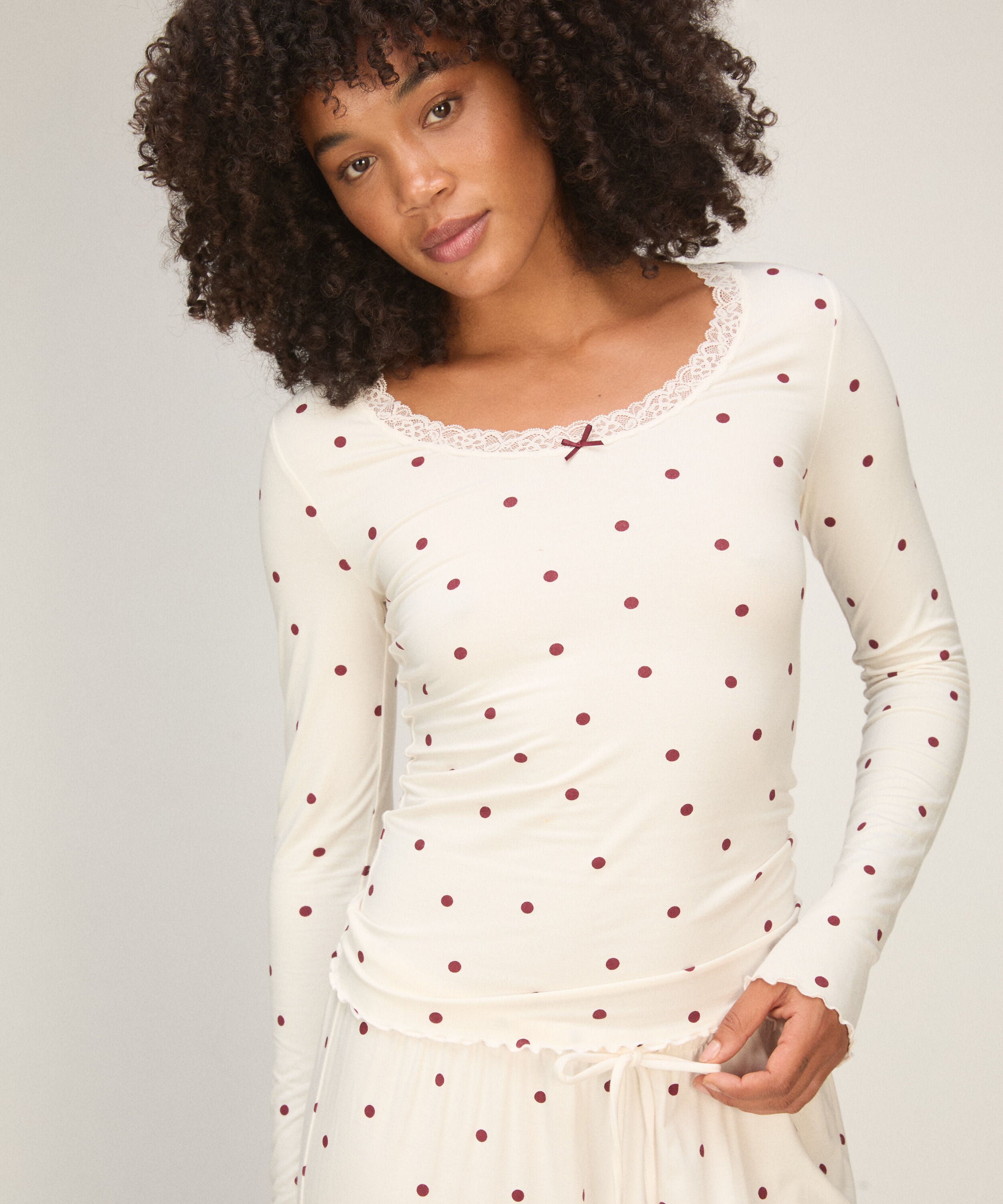Top Lace Dot, Blanco
