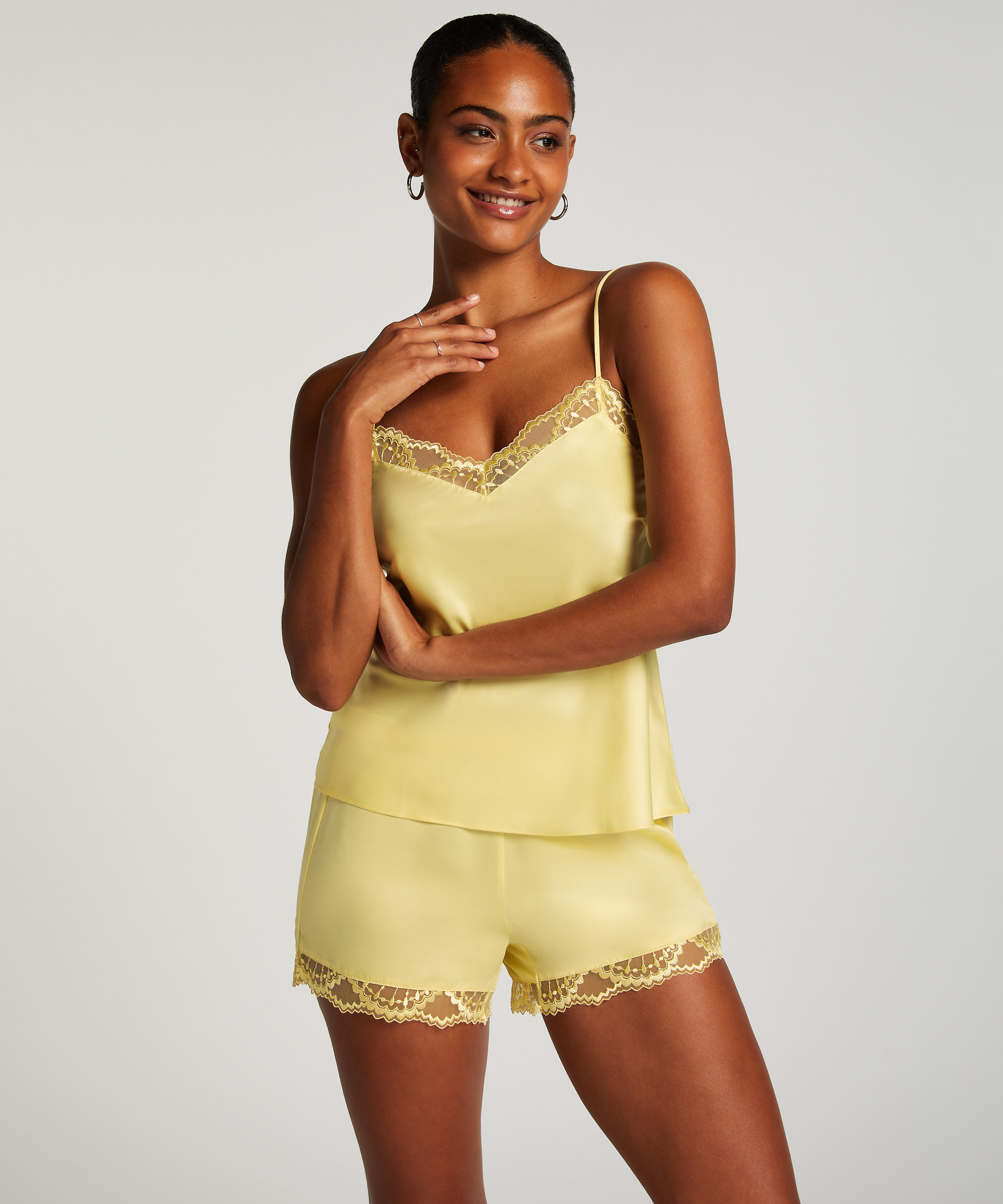 Camiseta top Satin Lace, Amarillo, main