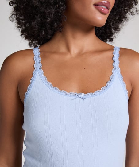 Camiseta sin mangas en pointelle, Azul