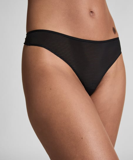 Tanga invisible Stripe mesh, Negro