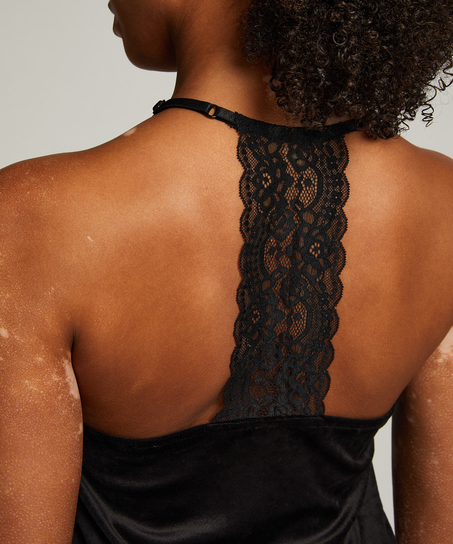Top Velours Lace, Negro