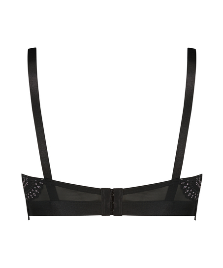 Sujetador longline con aros y relleno Donna Sparkle, Negro