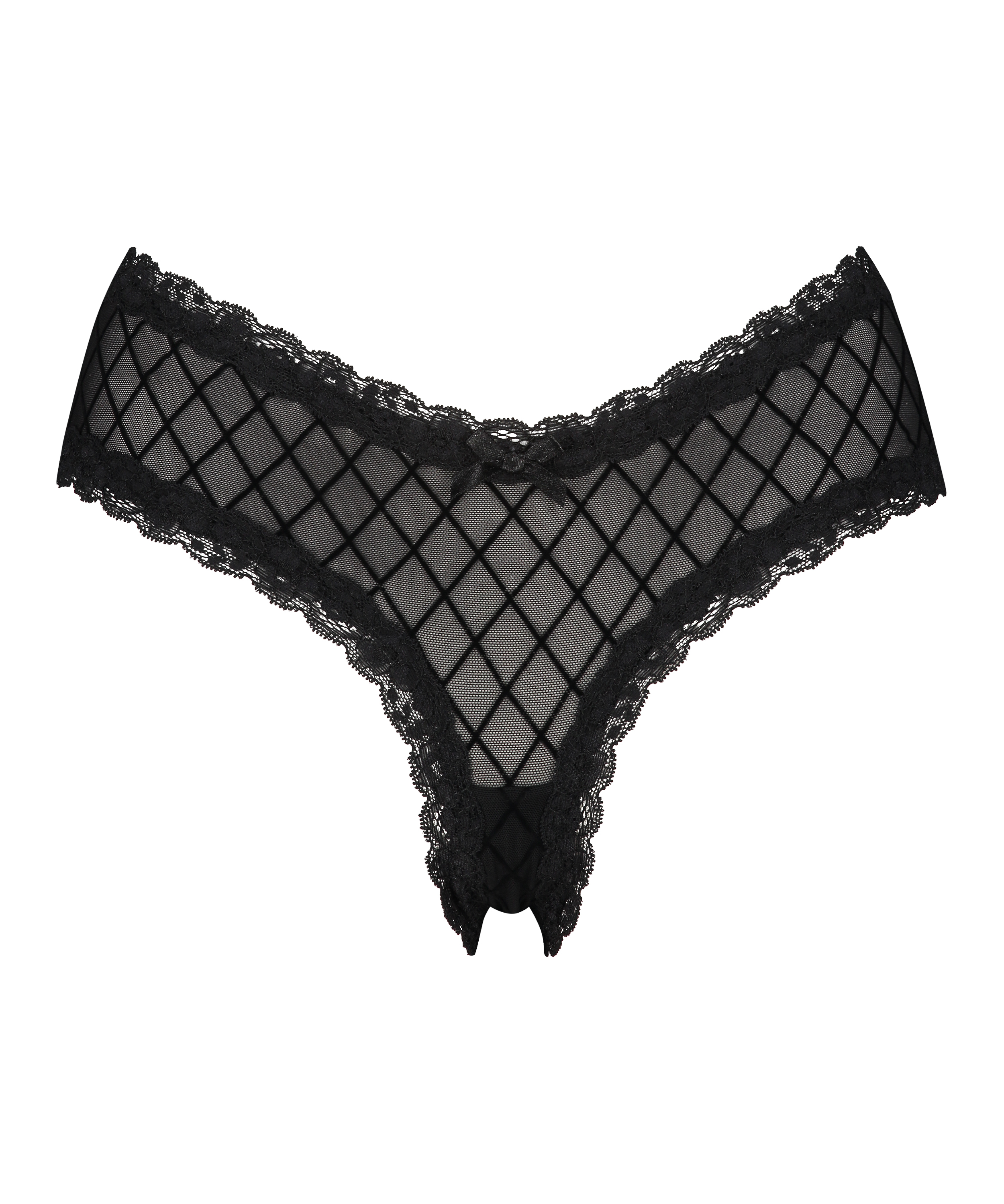 Brasileña en forma de V burn-out mesh, Negro, main