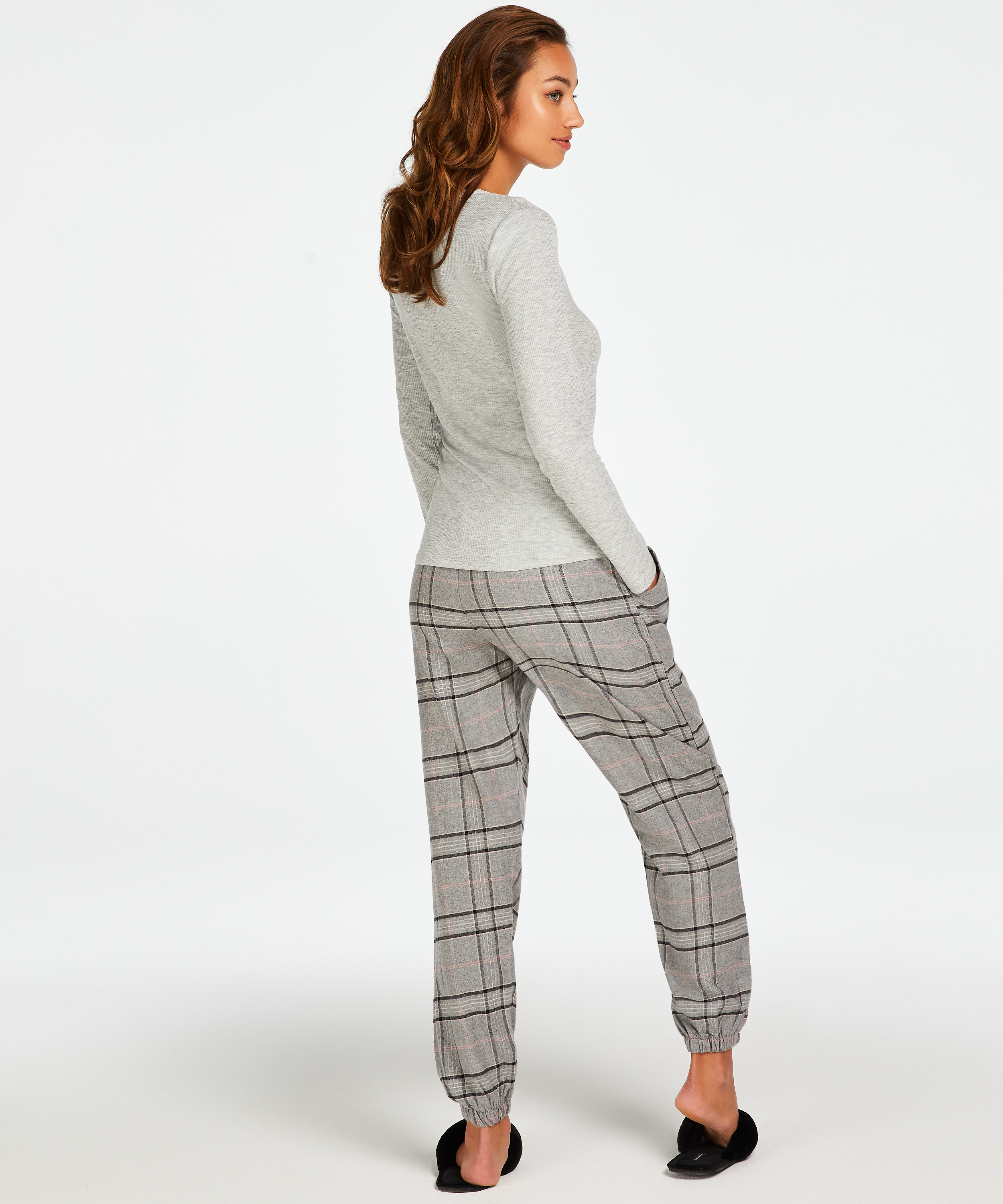 Petite Pantal&oacute;n de pijama Twill Check, Gris, main