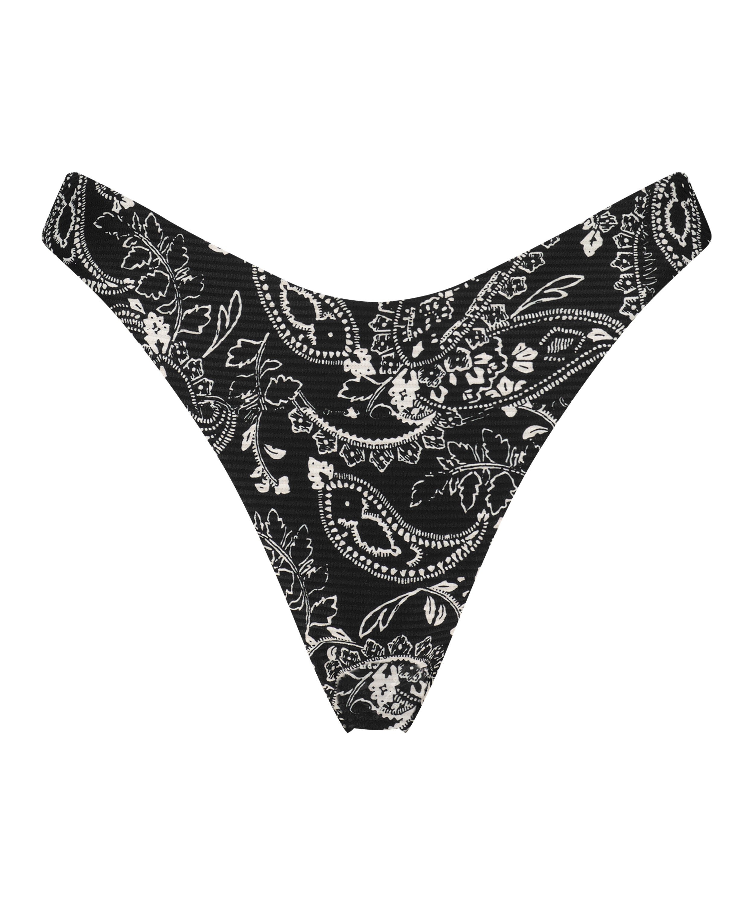 Braguita brasile&ntilde;a de bikini de tiro alto Paisley, Negro, main