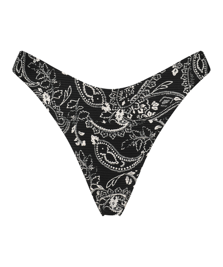 Braguita brasile&ntilde;a de bikini de tiro alto Paisley, Negro
