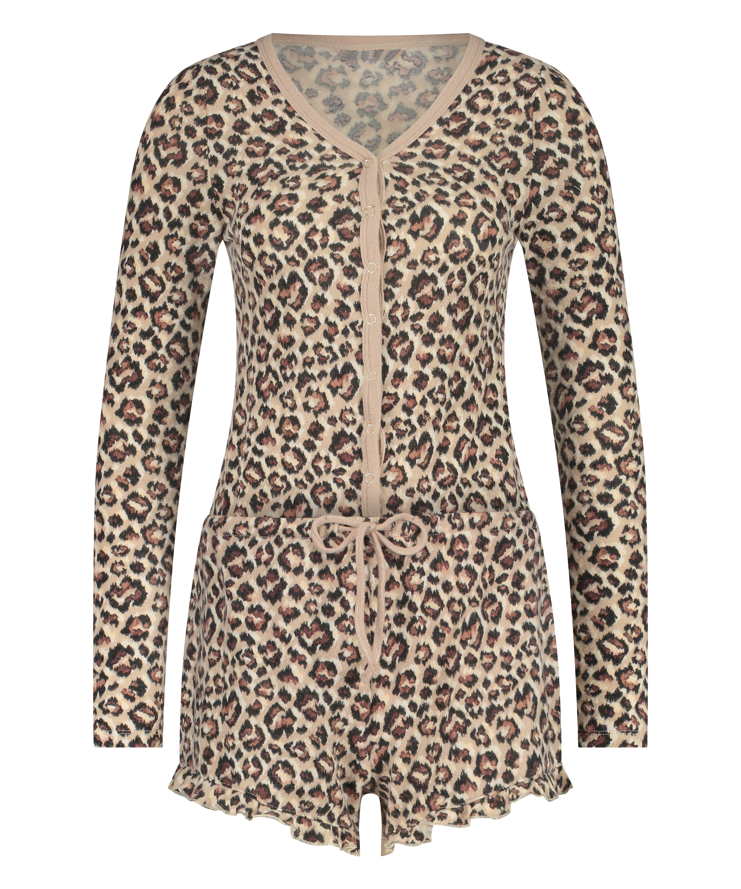 Mono corto peinado con estampado de leopardo, Beige, main