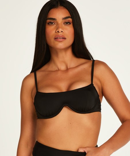 Top de bikini de aros no preformado Sicily, Negro