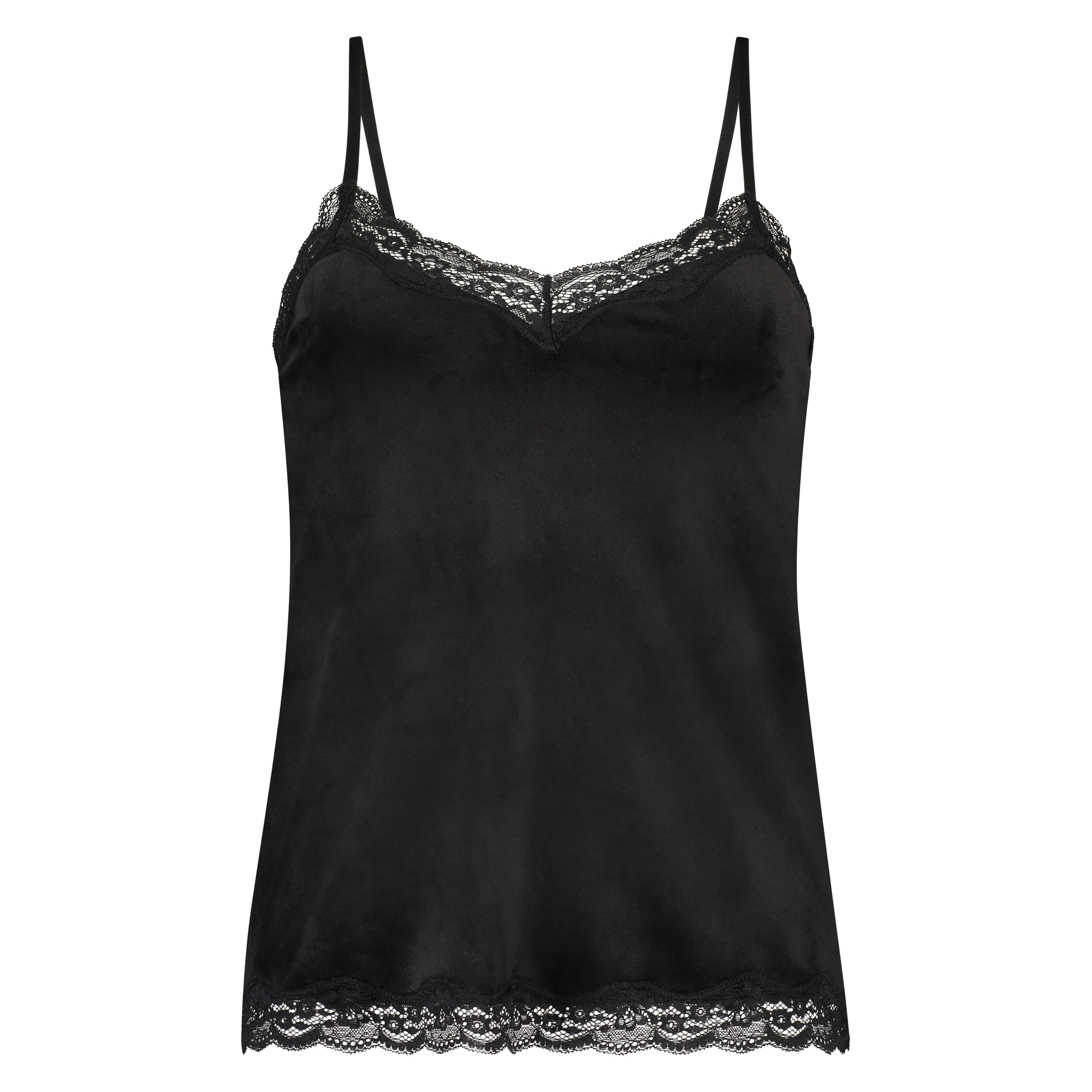 Camiseta top Velours Lace, Negro, main
