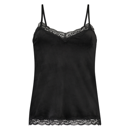 Camiseta top Velours Lace, Negro