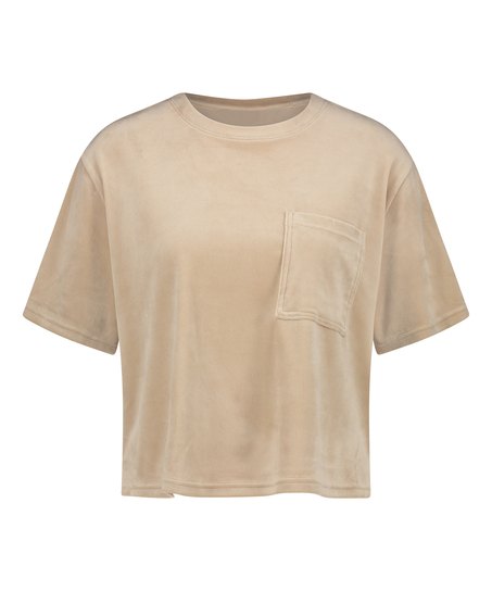 Top de terciopelo Pocket, Beige