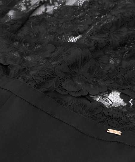 Mono de satén y encaje Gabriel, Negro