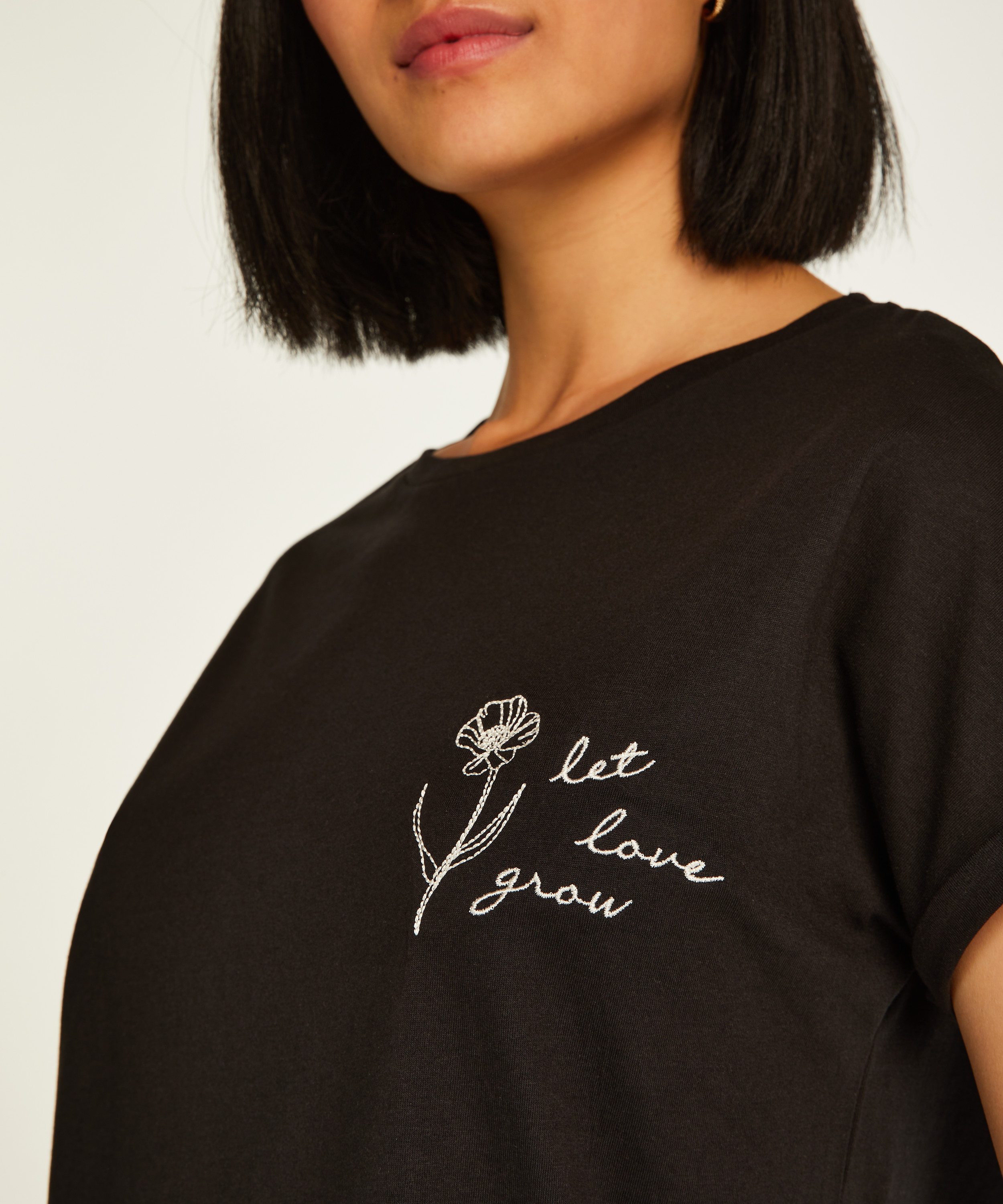 Camis&oacute;n de escote redondo, Negro, main