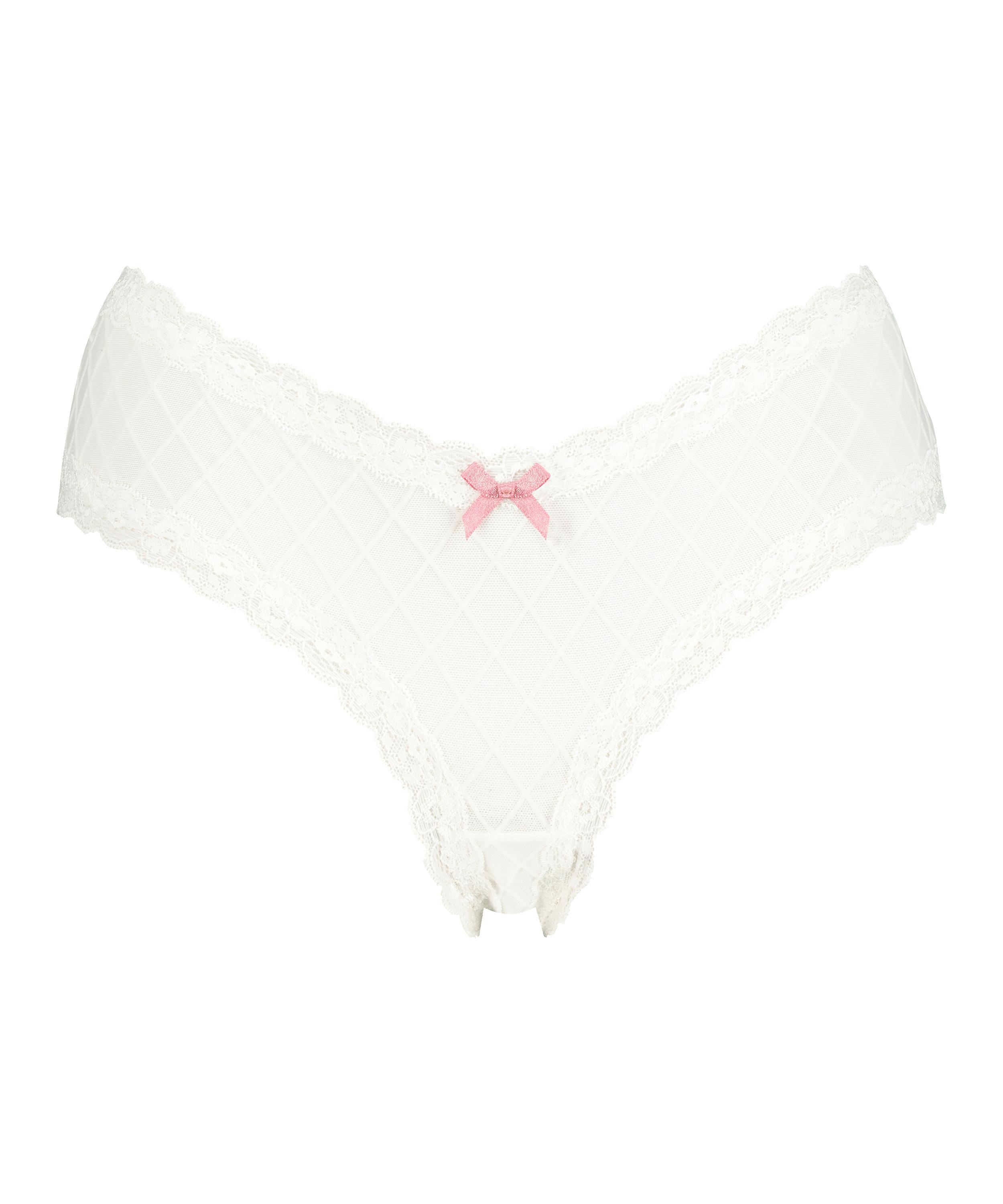 Brasileña en forma de V burn-out mesh, Blanco, main