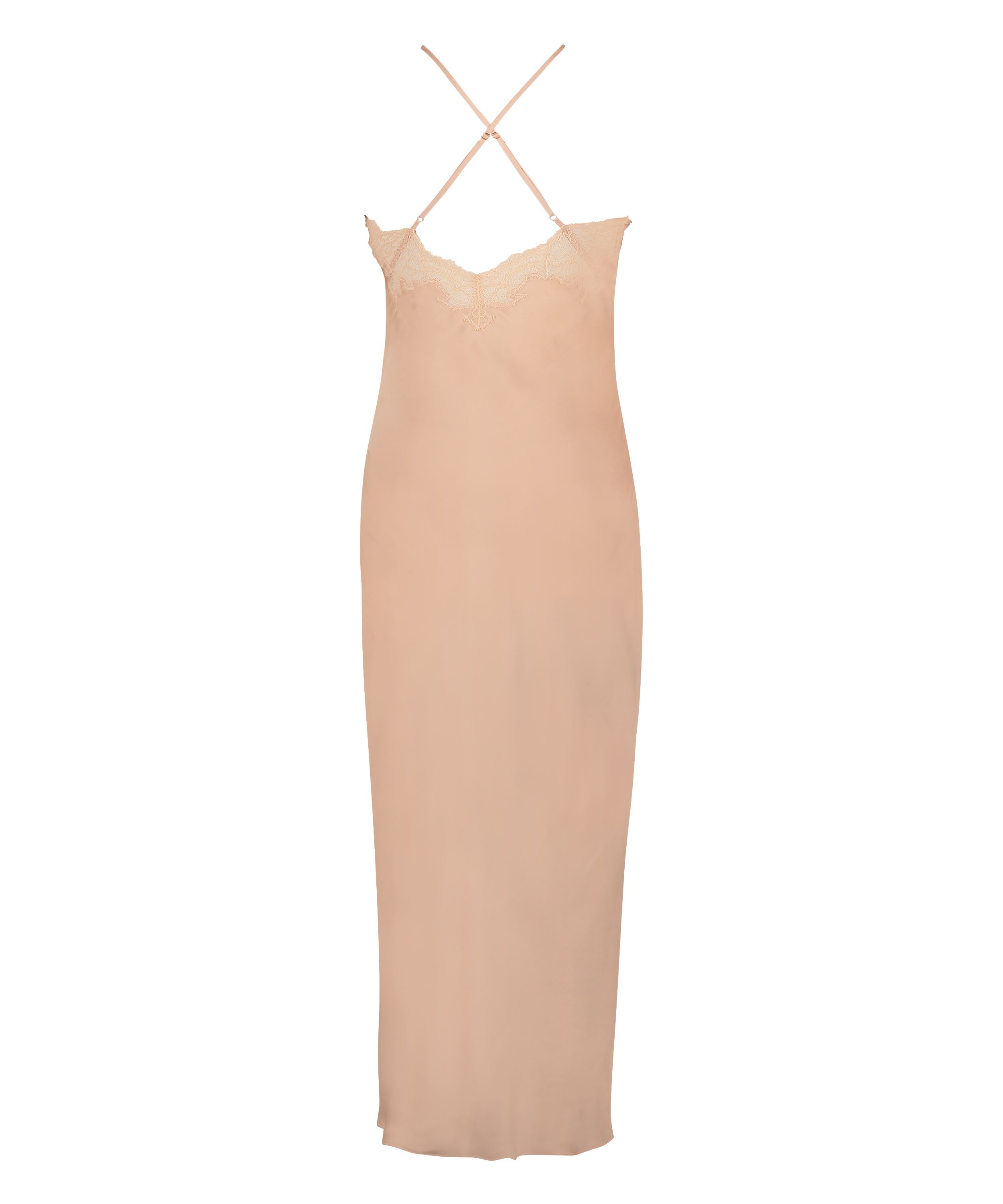 Vestido lencero Satin Long, Beige, main