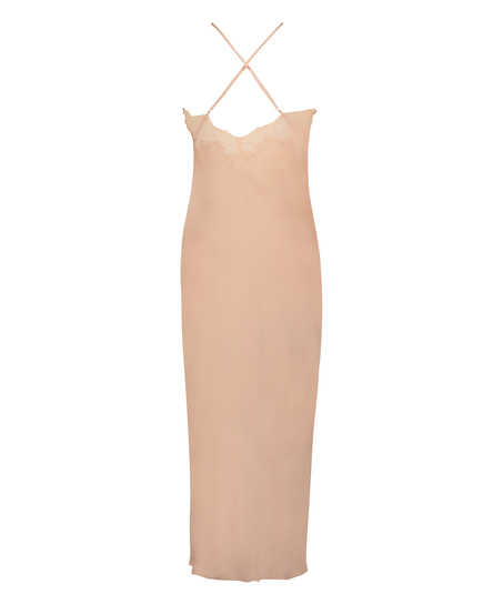 Vestido lencero Satin Long, Beige