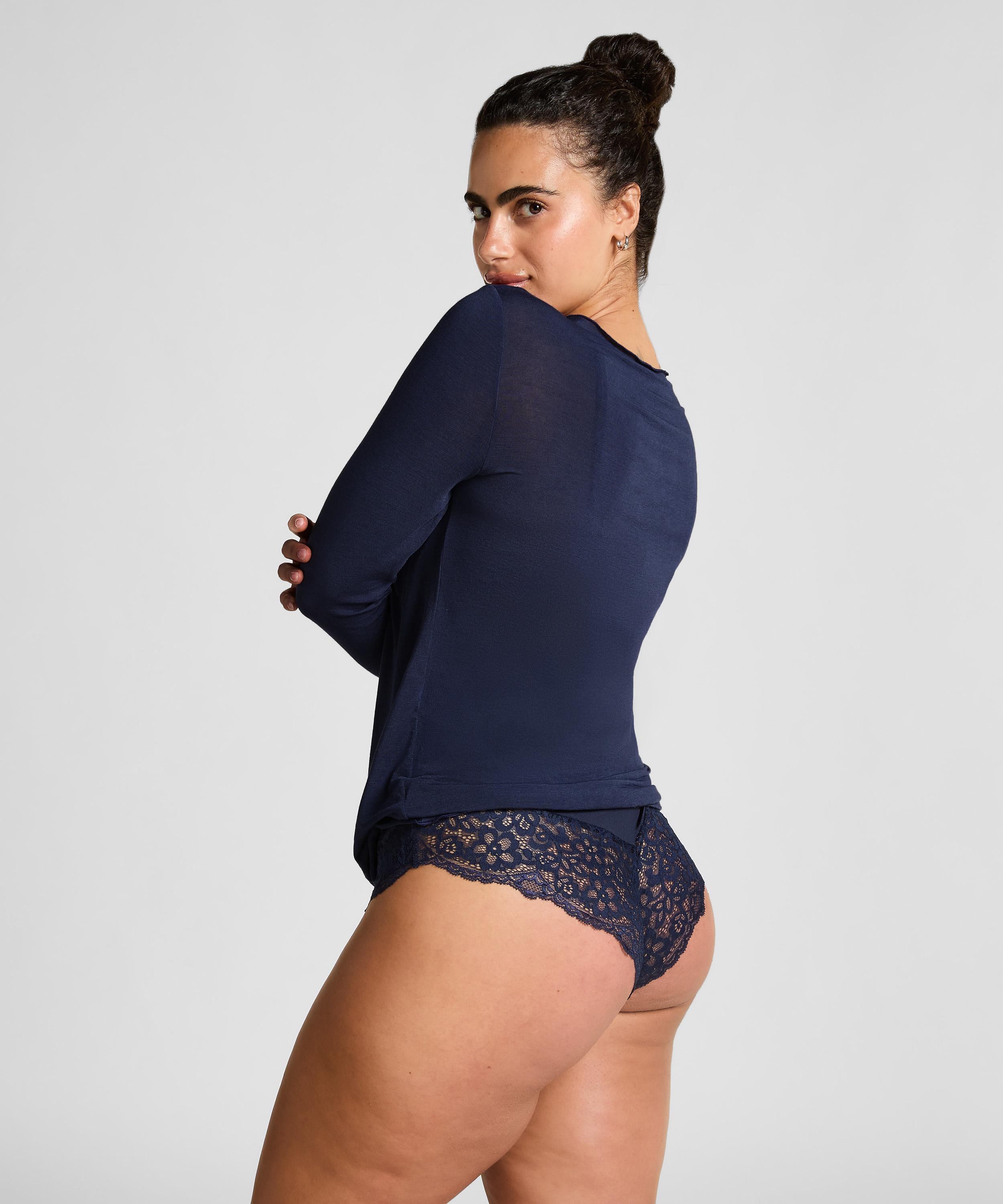 Camiseta super suave de cachemir con escote barco, Azul, main