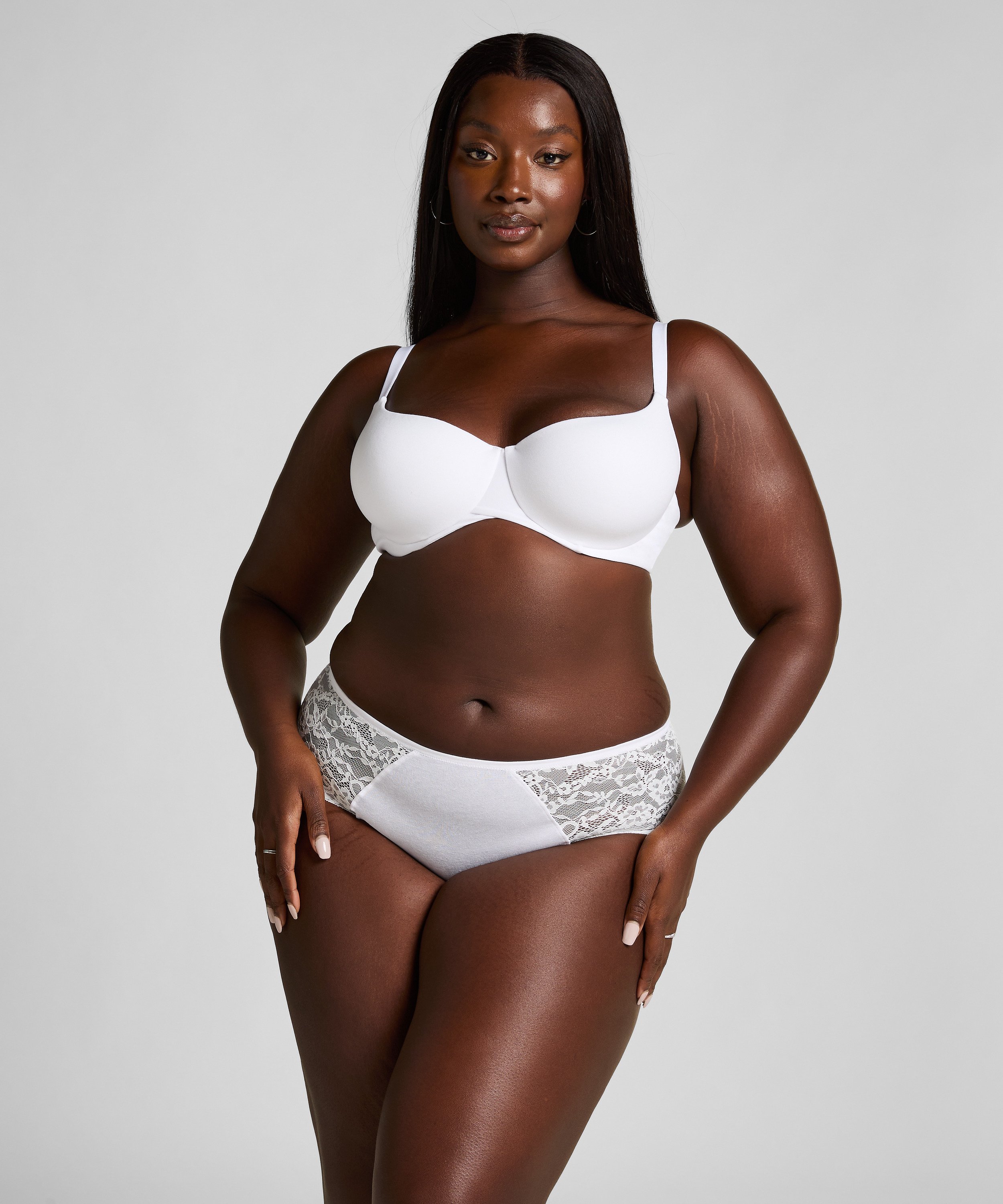 Superslip midi de encaje, Blanco, main