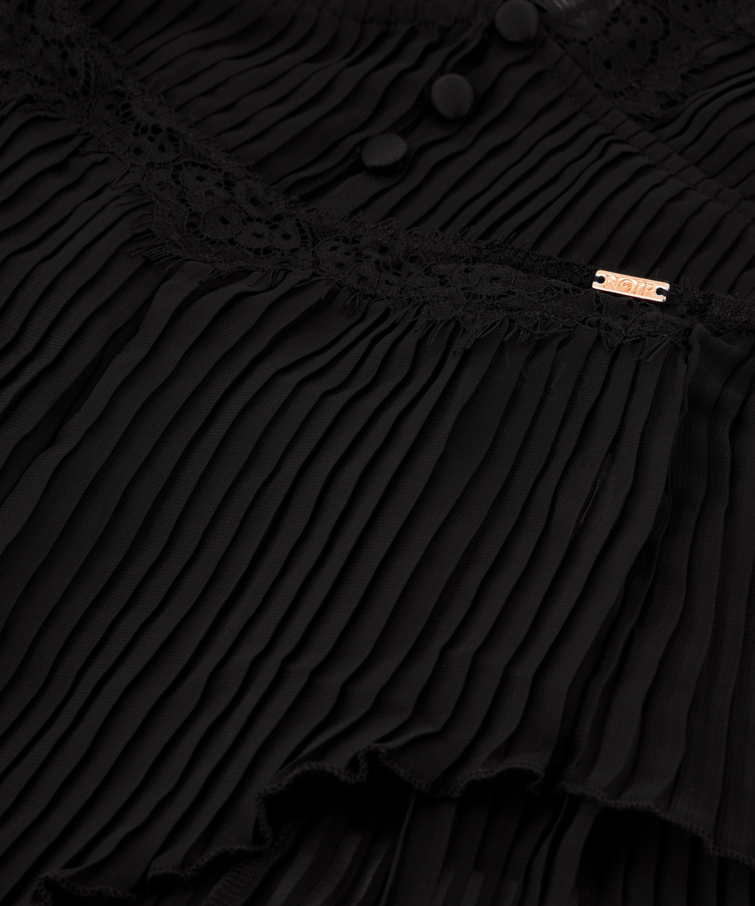 Cami Conjunto de Gasa Plisado, Negro, main