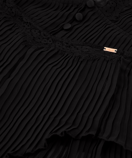 Cami Conjunto de Gasa Plisado, Negro