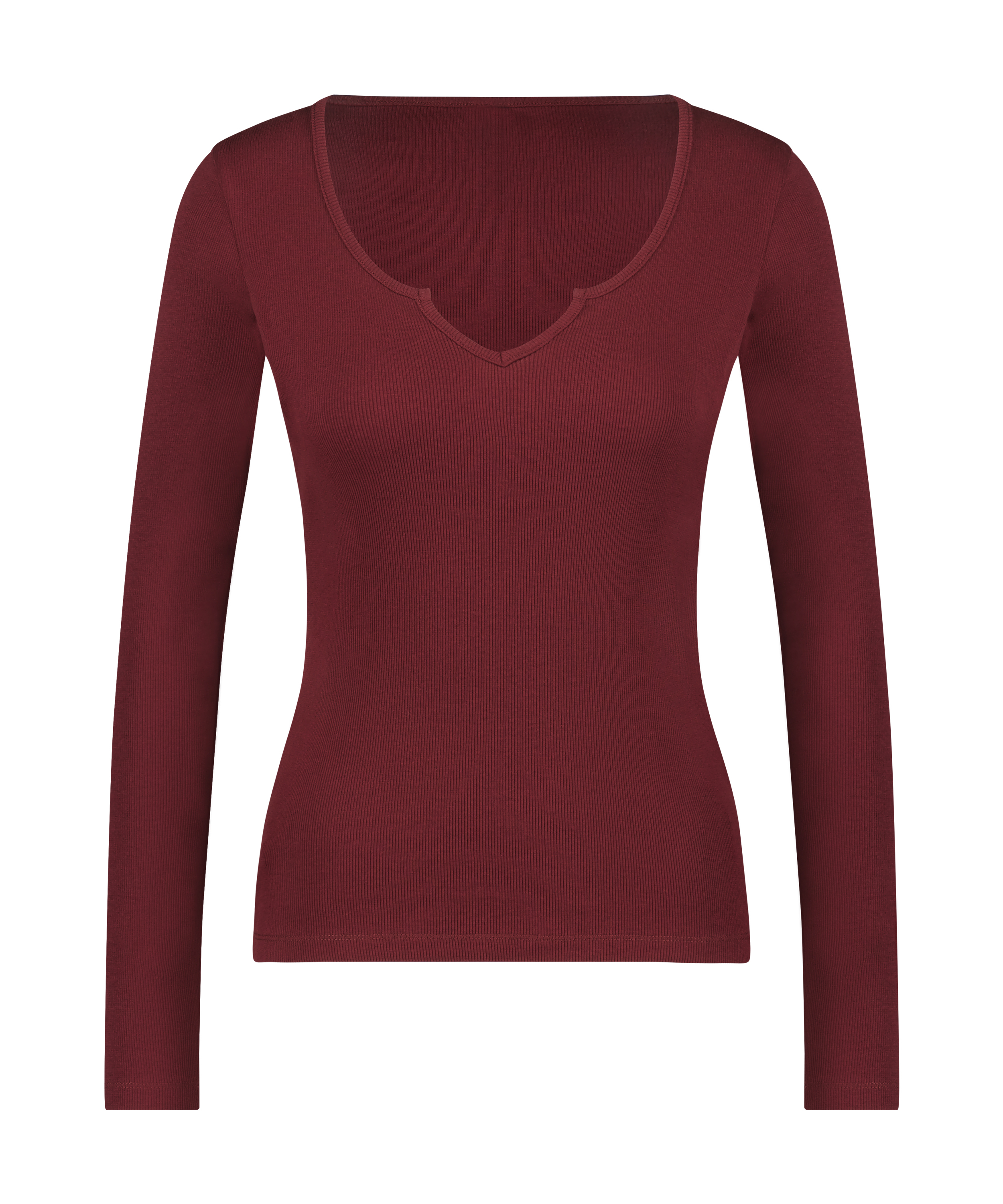 Top V-neck long sleeves, Morado, main
