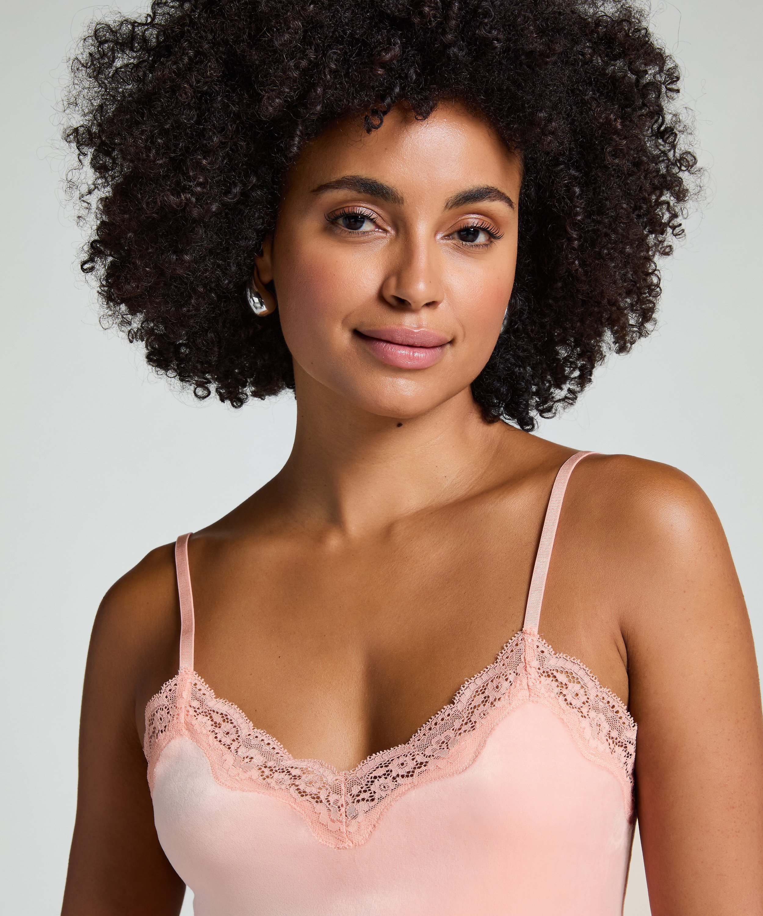 Camiseta top Velours Lace, Rosa, main