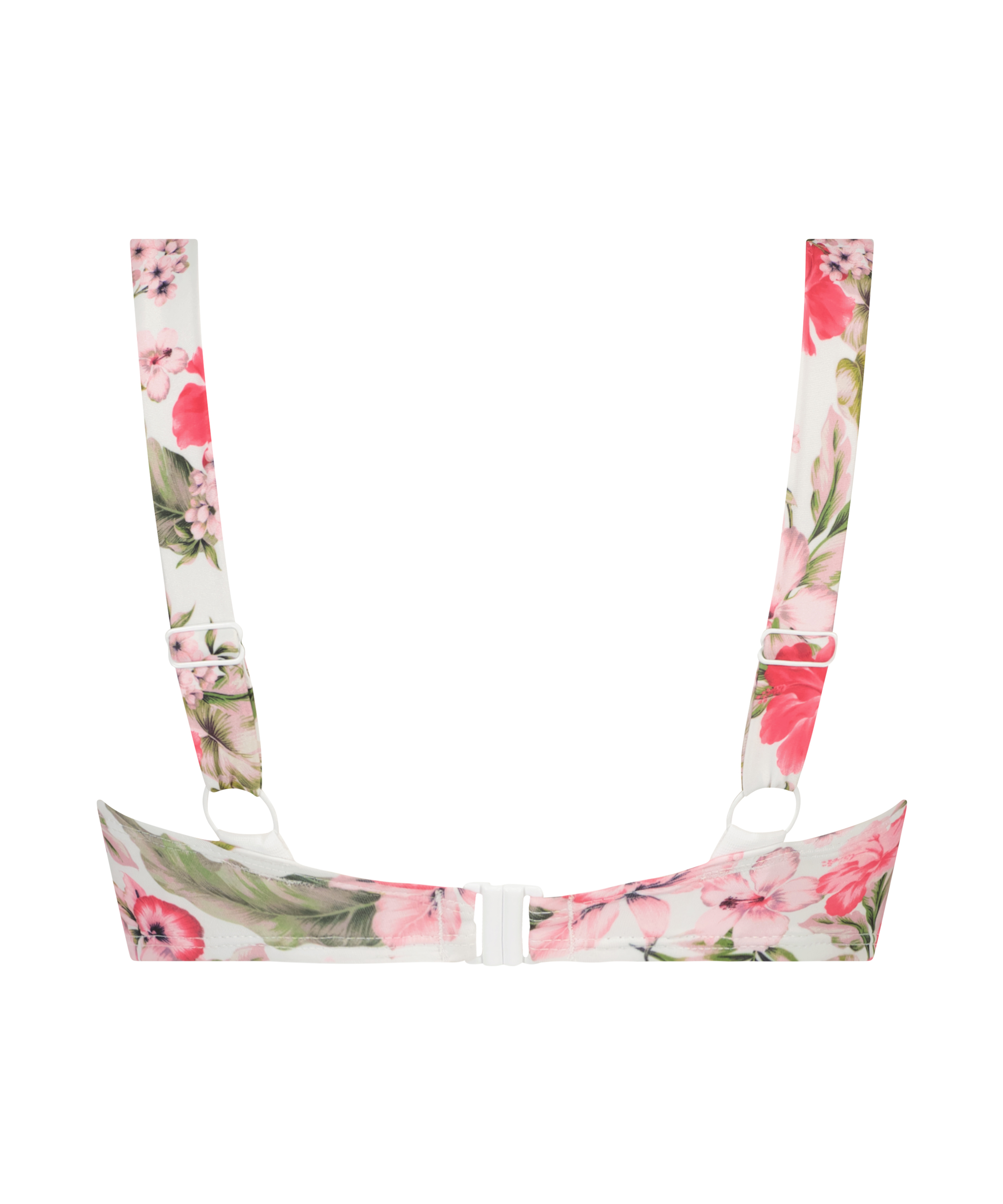 Top de bikini preformado con escote bandeau Tropical, Blanco, main