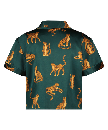 Chaqueta de manga corta de sat&eacute;n, Verde