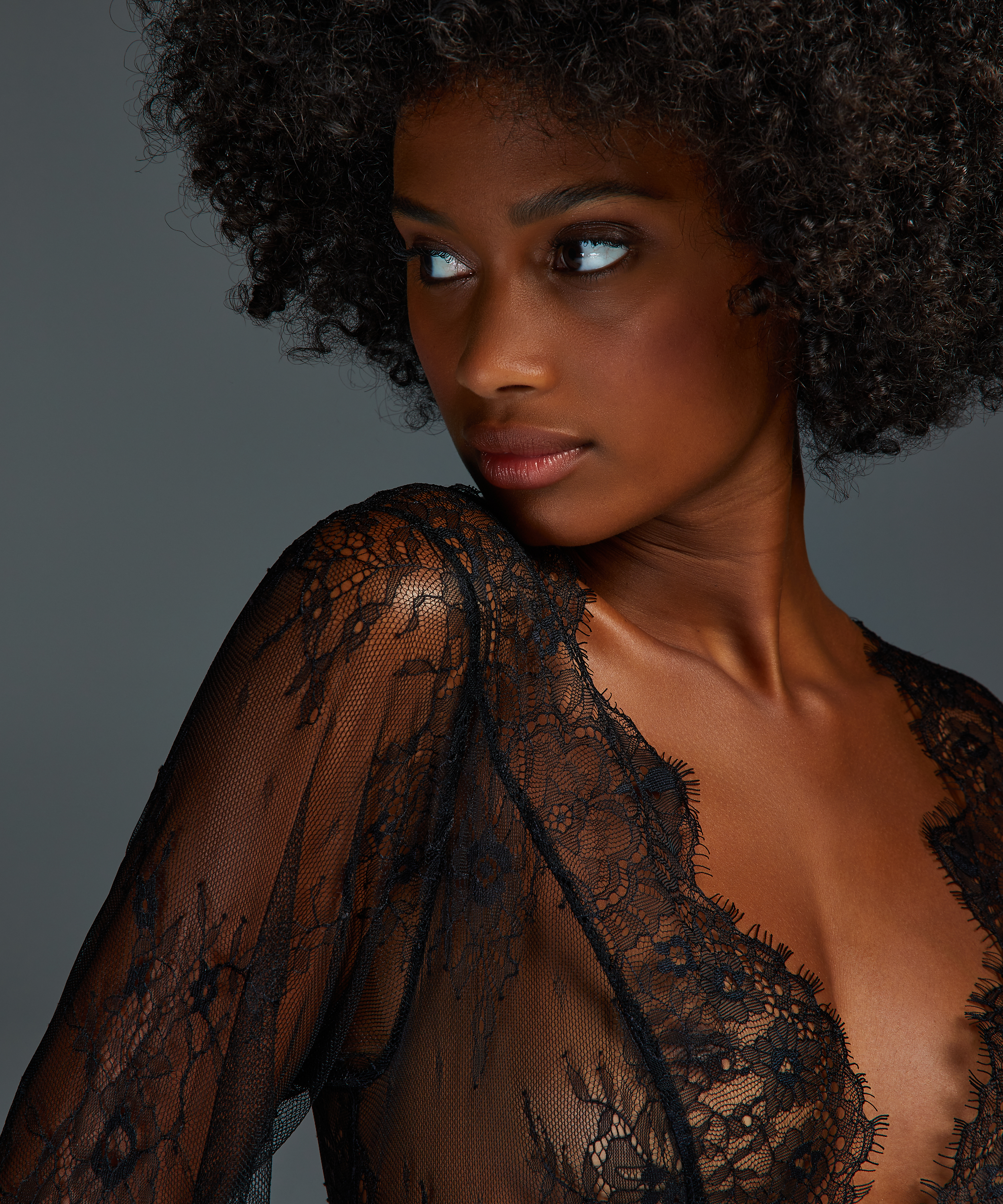 Top de encaje, Negro, main