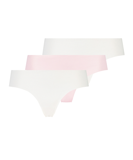 Lote de 3 braguitas brasile&ntilde;as invisibles, Blanco