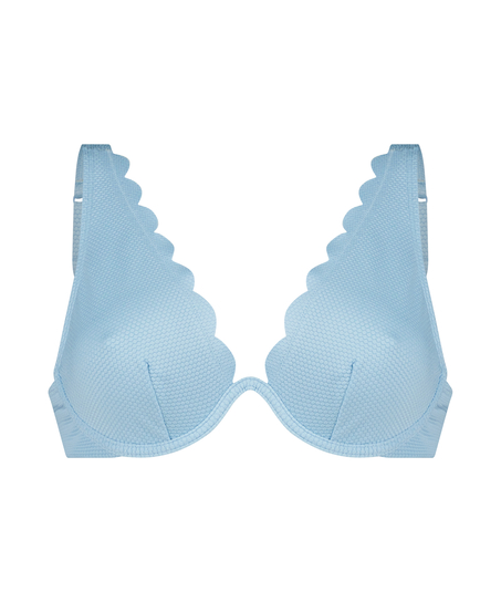 Top de bikini de aros no preformado Scallop, Azul