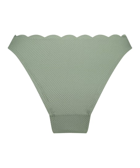 Braguita de Bikini de Corte Alto Scallop, Verde