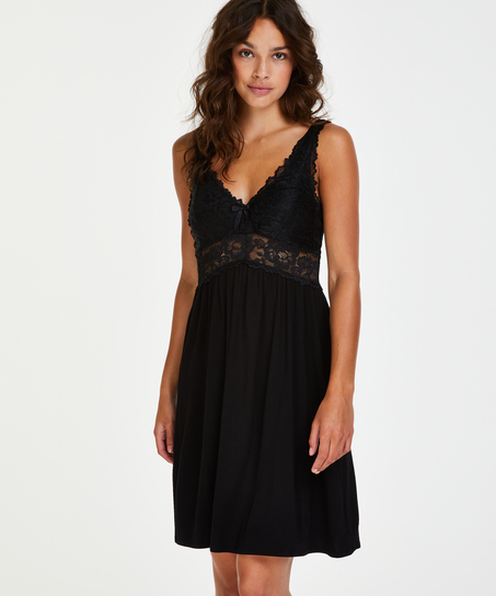 Vestido combinación Modal Lace, Negro