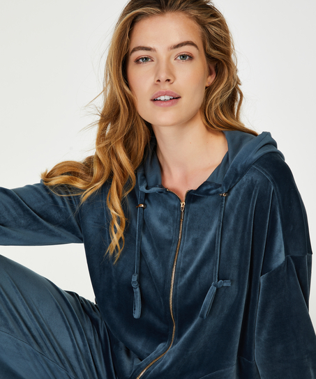 Sudadera con capucha de terciopelo, Azul