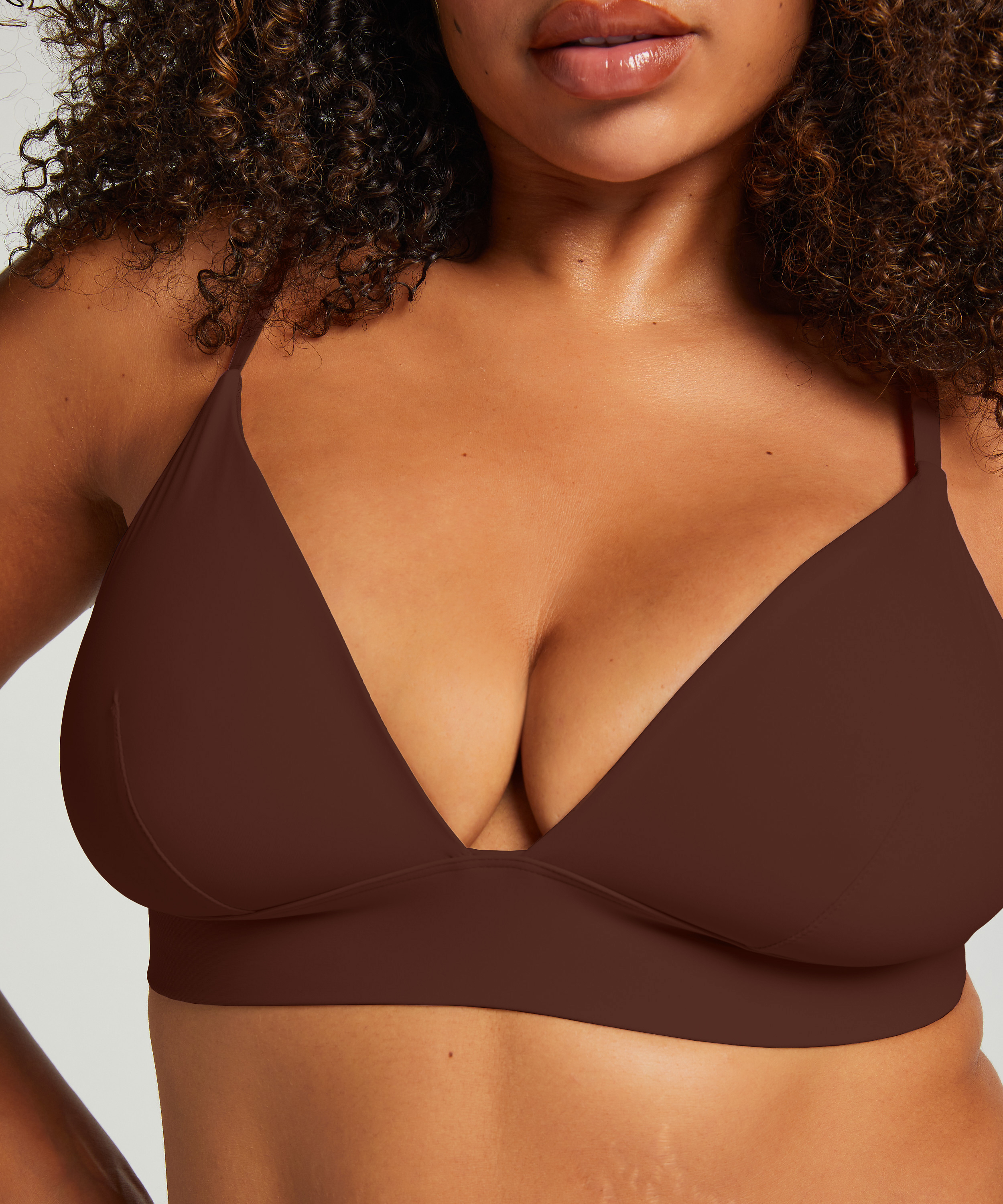 Triangular Bralette Smooth, Marrón, main