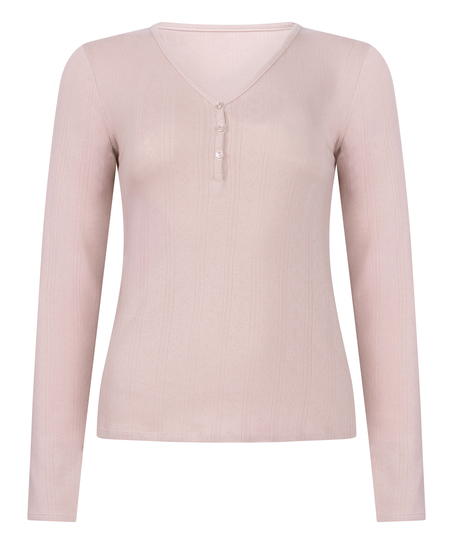 Top de pijama Henley, Rosa