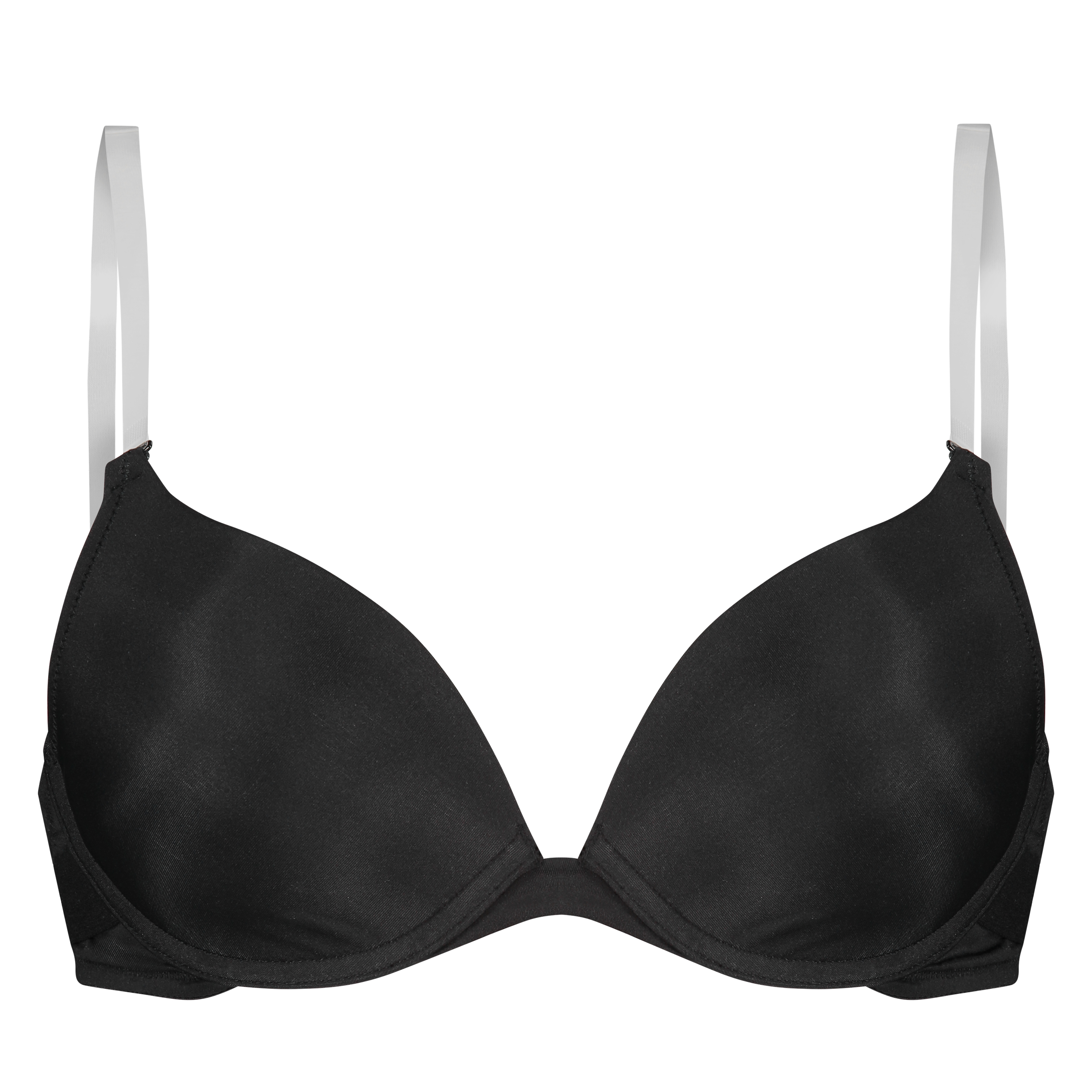 Sujetador push-up de aros preformado sin tirantes Transparent Back, Negro, main