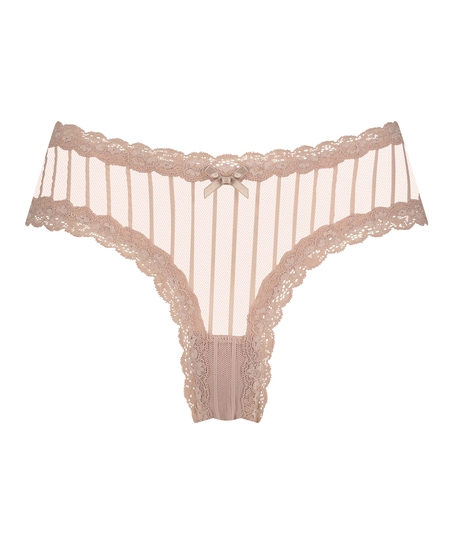 Brasile&ntilde;a en forma de V burn-out mesh, Beige