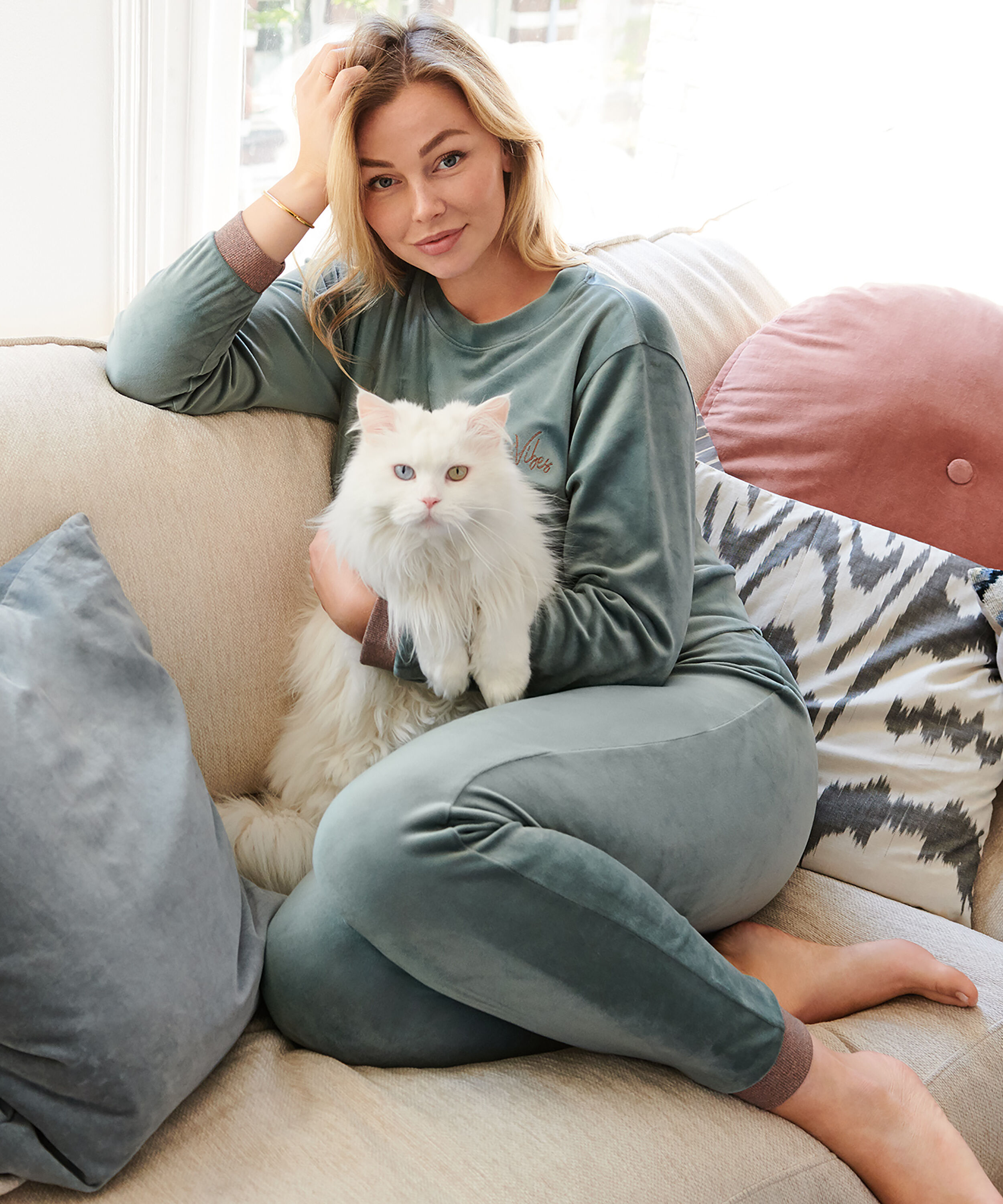 Pantal&oacute;n para correr de terciopelo Lurex, Verde