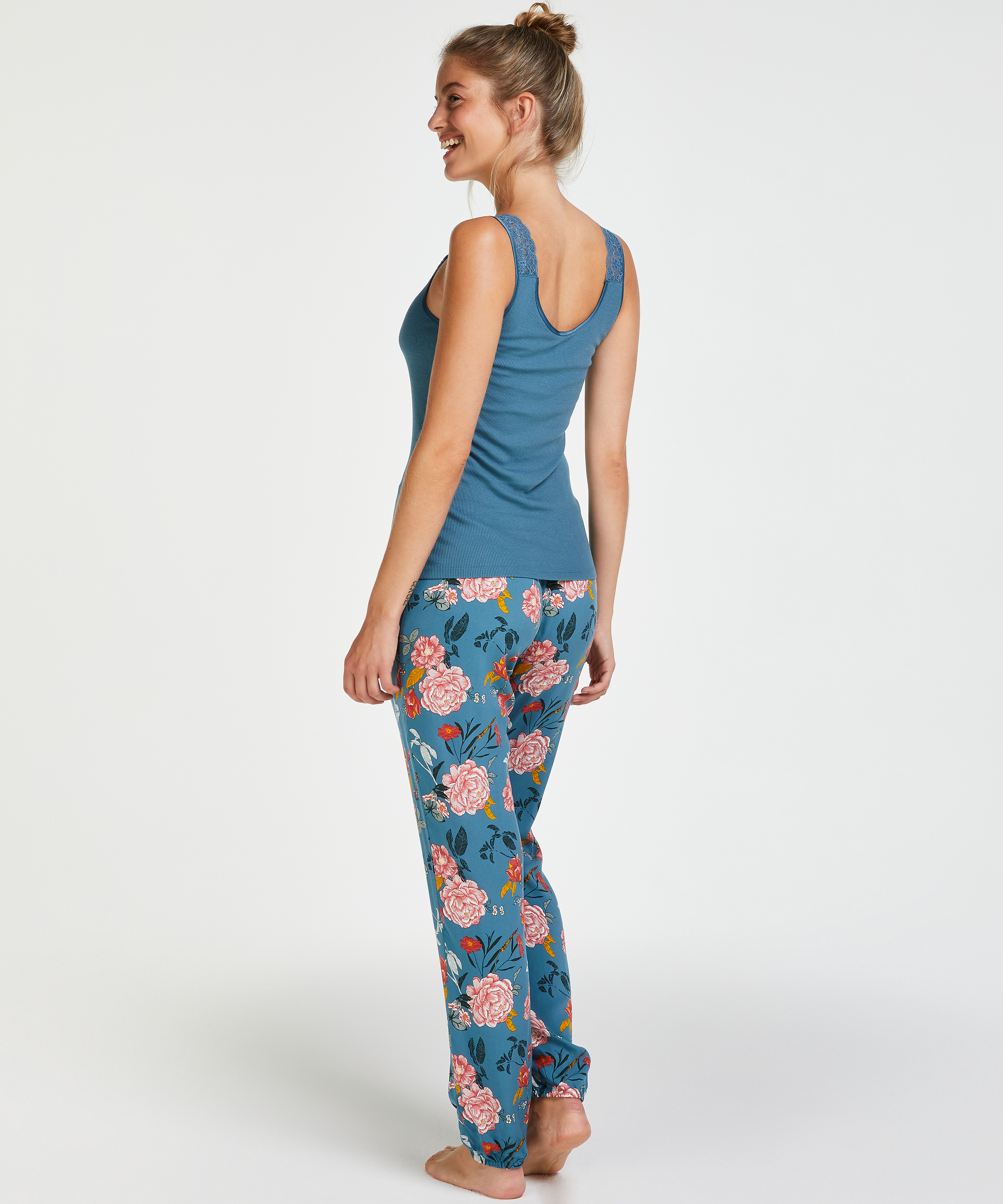 Camiseta sin mangas de punto y encaje, Verde, main