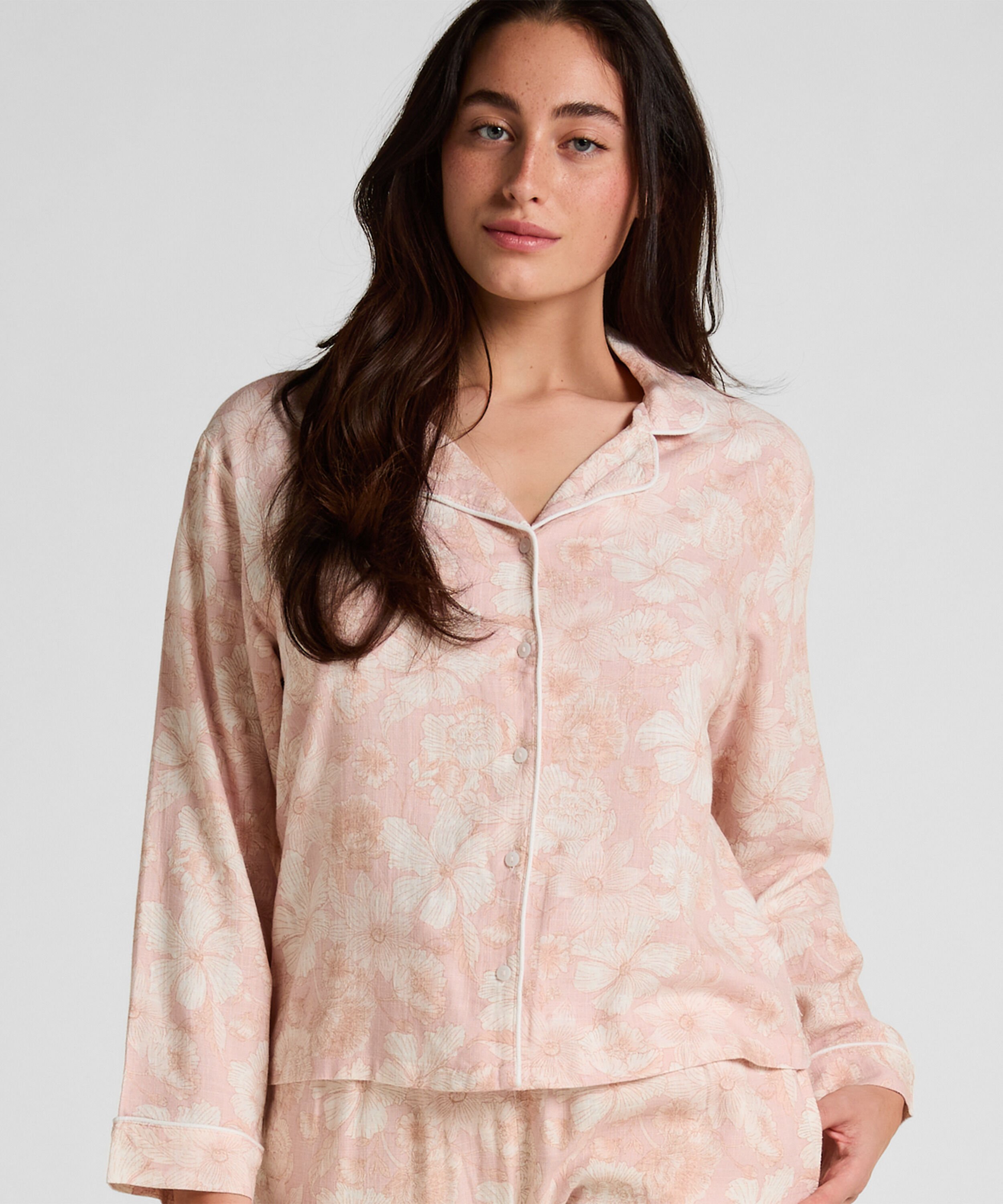 Chaqueta de Pijama de Lino con Flores