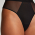 Tanga de Malla Invisible de tiro alto, Negro
