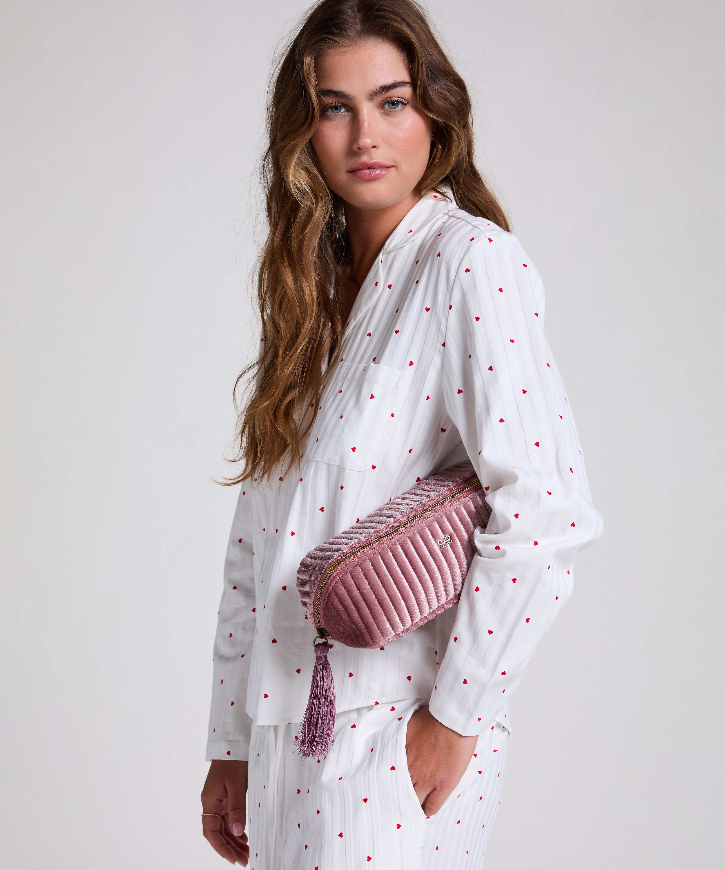 Neceser de maquillaje Velour, Rosa, main