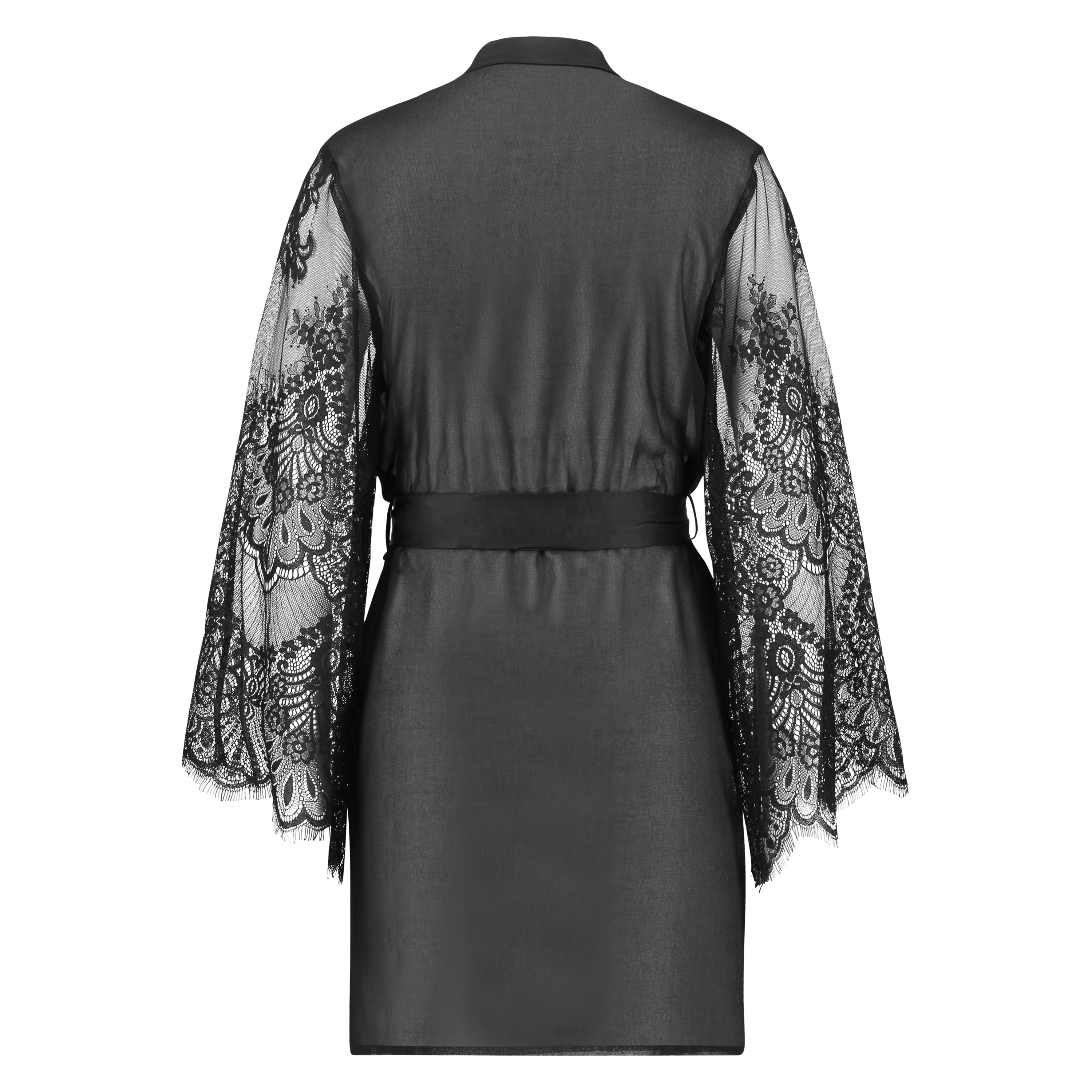 Kimono de gasa Mesh Lace, Negro, main